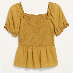 Old Navy Smocked Linen Blend Top